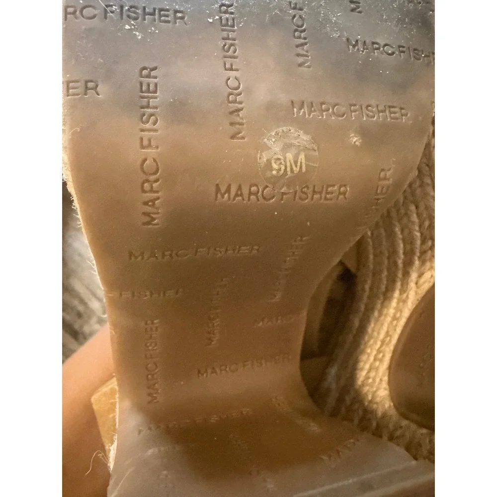 Marc Fisher Adalyn Espadrille Wedge Sandals Mustard Yellow Suede MFVOS2 Size 9M
